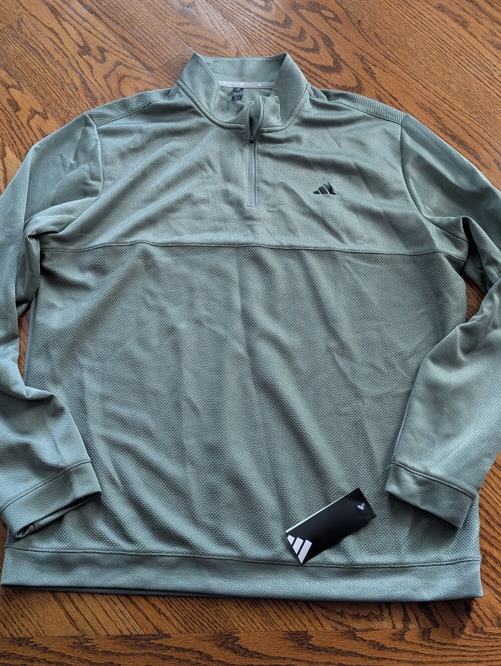 NEW! adidas Men's Sage Green Quarter-Zip Performance Pullover Size XL